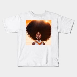 [AI Art] African sunset woman with big hair Kids T-Shirt